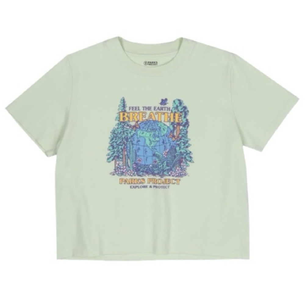 URBAN OUTFITTERS PARKS PROJECT Feel The Earth Breathe Boxy Tee Mint Green Sz Med